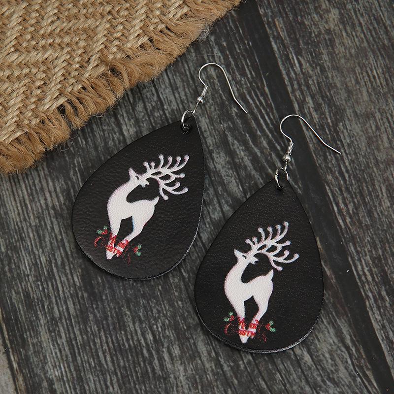 Festive Reindeer Letter Leather Earrings - Women's Unique Christmas Jewelry