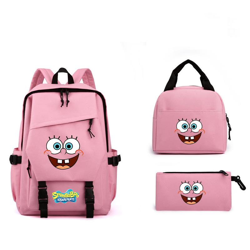 School Bag Girls Patrick Star Large Capacity High Value Backpack Children'S Student Three-Piece Backpack
