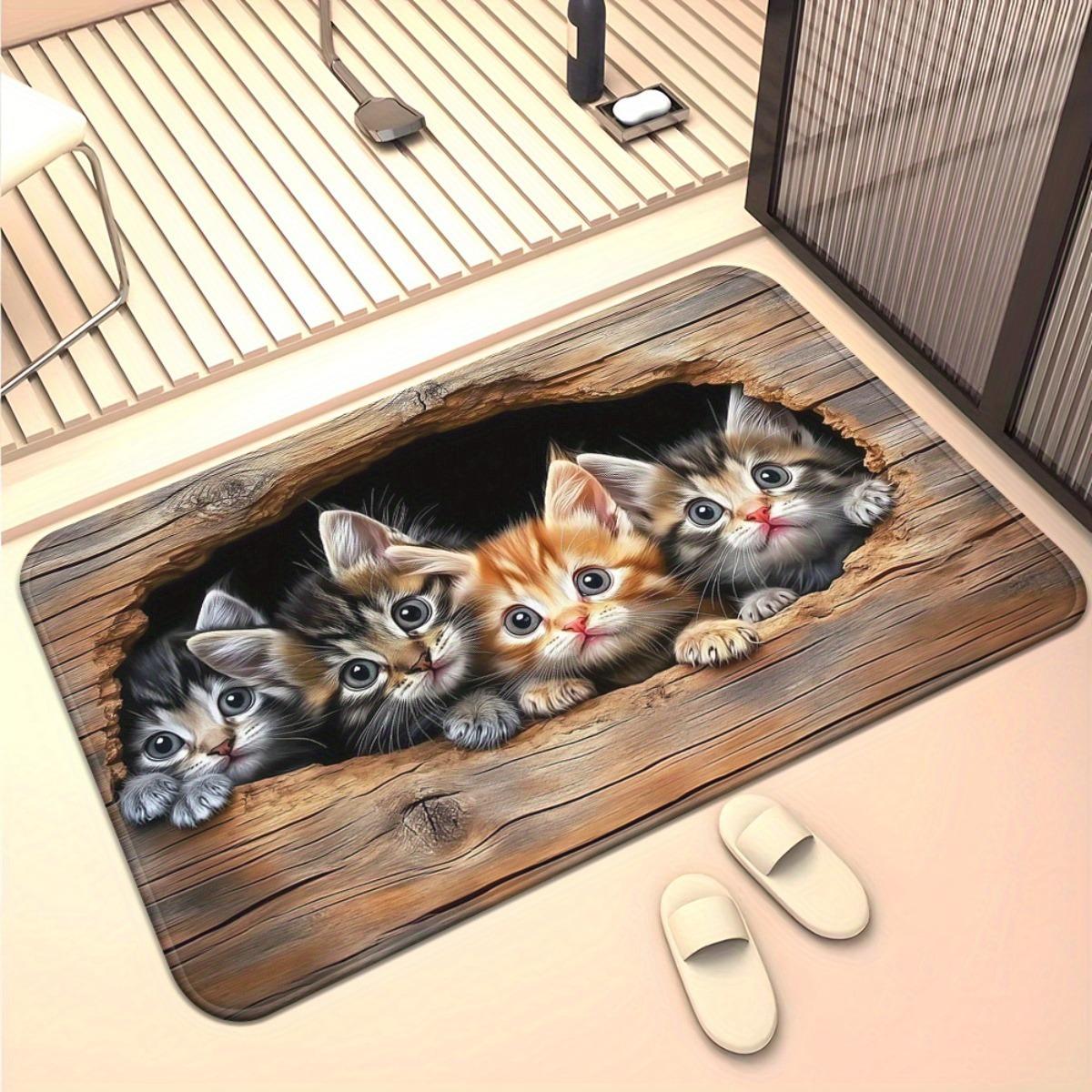 Cute Cat Kittens Floor Mat - Cartoon Animal Paw Print Area Rug - Indoor Home Decor Bedroom Living Room Entryway Carpet Rug 40x60cm
