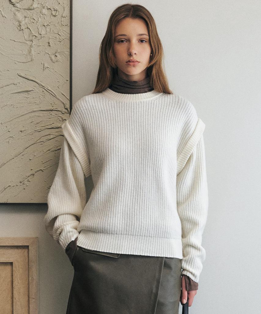 ARTID Merino Wool Sleeve Point Knit_Ivory