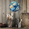 Vintage Floral Round Tin Sign 8x12 Inch, Retro Blue White Metal Plaque for Home Bar Wall Decor