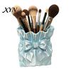 Bow Makeup Brush Holder Satin Bag Holder, 3D Printed Beauty Tool Organizer for Desk, Large Bowknot Pouch Pencil Storage Container Powder