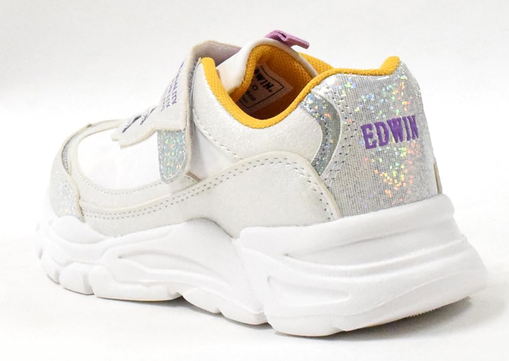 EDWIN Athletic Sneakers with Velcro Cute Velcro and Elastic Perfect for and Casual Easy to and Perfect for Sports Days and Size Girls' Closure,