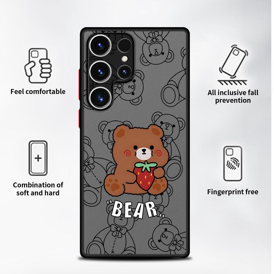 Funda Back Phone Cover Case for Samsung Galaxy S26 Note 20 Ultra 10+ S23 FE S20 FE S22 S24 Plus S21 S25 Ultra Cartoon Bear