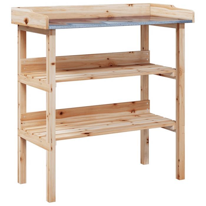 VidaXL Table à Plantes avec Étagère, Support de Pots de Fleurs, Présentoir à Plantes, Support à Plantes Jardin, Bois de 156352