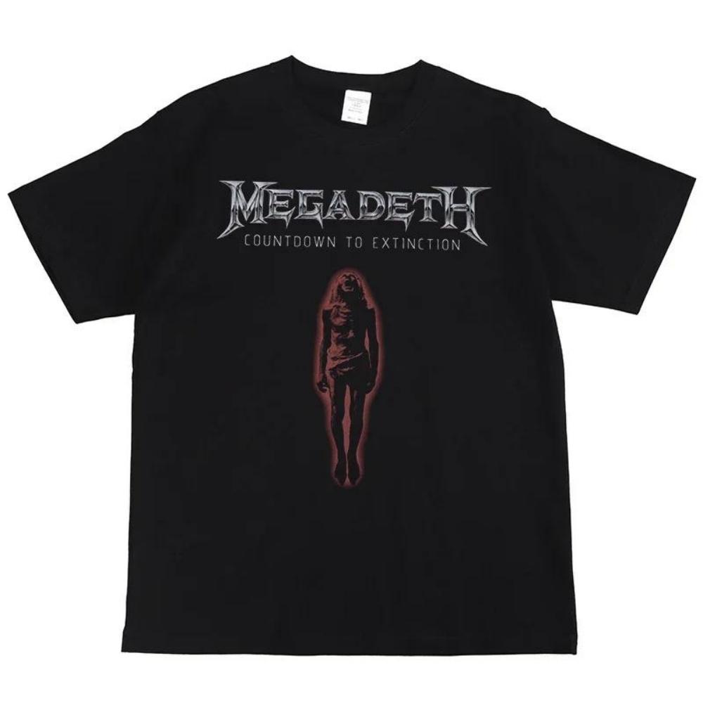 

Футболка уличная MEGADETH Rock Print Хлопковая футболка с коротким рукавом Мужская футболка Хип-хоп Винтажная рок-одежда для фанатов Топы S чёрный