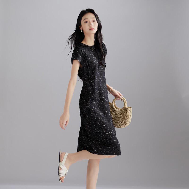 SOFSIL 2026 Summer French Polka Dot Silk Midi Dress L
