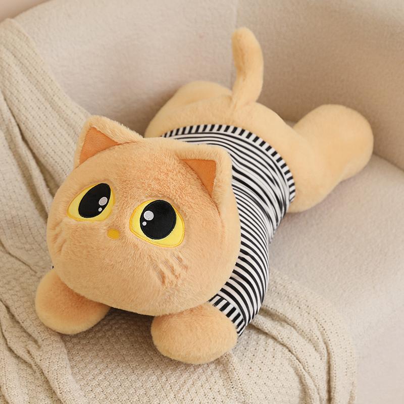 70cm Cute White/Black/Yellow Cat Plush Toy Doll Cuddly Pillow Cushion Ins Big Eyes Cat Plush Toy Doll for Boy Girl Brithday Gift
