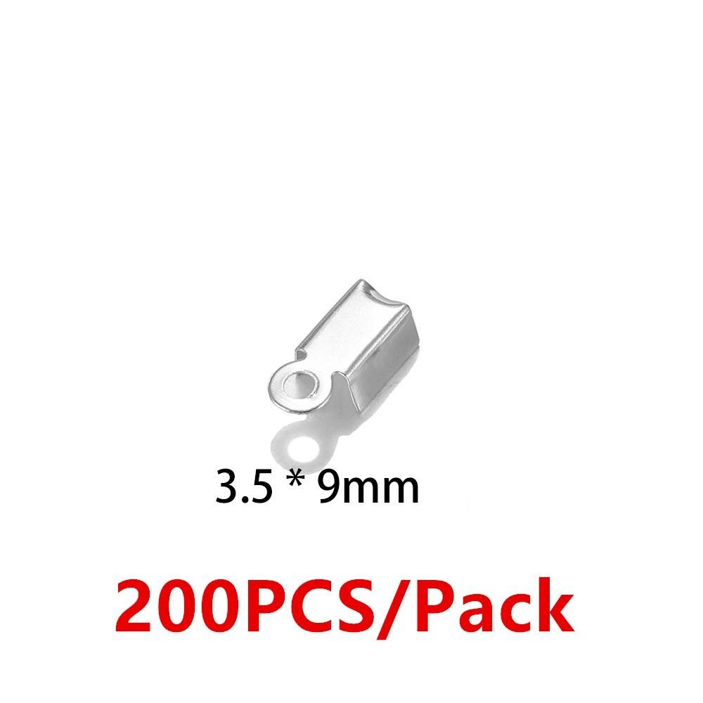 200 Stück/Packung Cove Verschlüsse Kordel Endkappen Schnurband Lederclip Spitze Falz Crimp Perlenverbinder für die Schmuckherstellung DIY Zubehör
