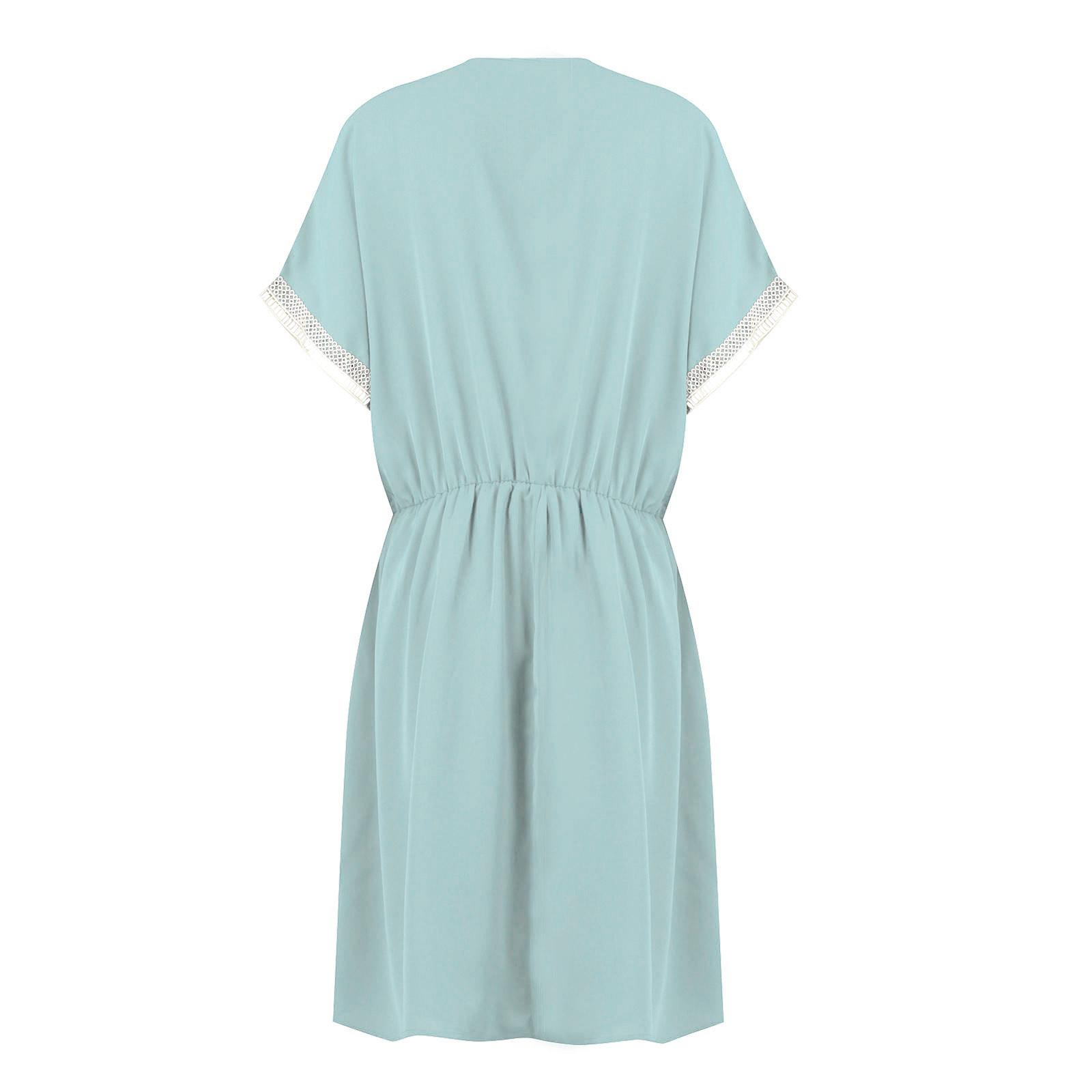 Женские повседневные летние платья с короткими рукавами и завязкой спереди — фото 4