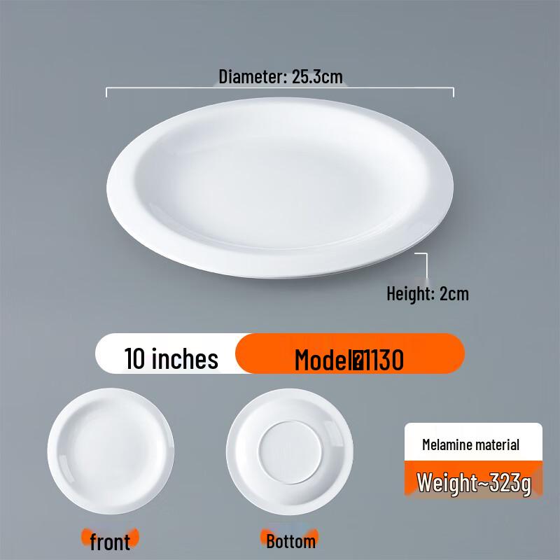 Sweet White Melamine Round Dinner Plate, 5-Pack