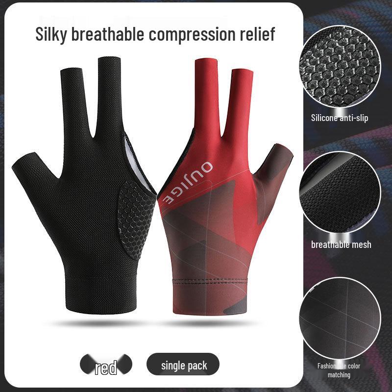 Breathable Non-Slip 3-Finger Billiard Glove - Wear-Resistant, Single Pack