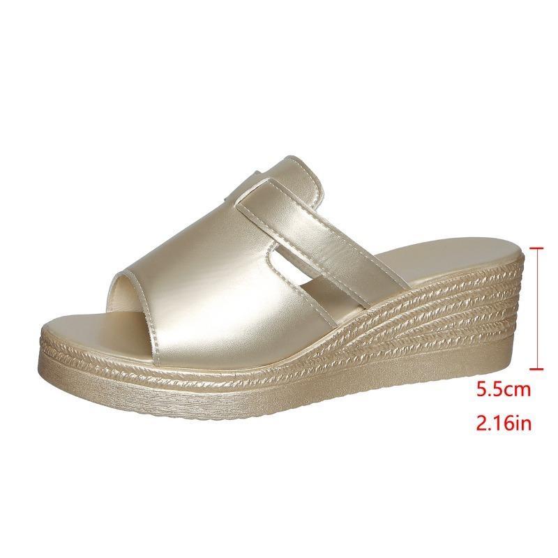 

New Platform and Thick-soled Shoes, Pointed-toe Thick-soled Slippers, Large Size Beach Shoes 43 золотий