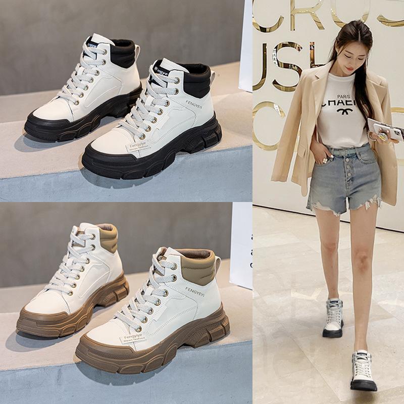 Soft leather Martin boots autumn and winter new non-slip warm short boots velvet fashion versatile women's shoes casual shoes