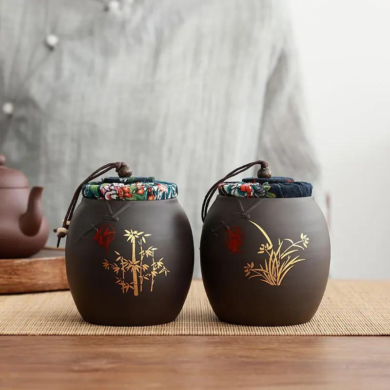 Chinese Sealed Purple Clay Tea Caddy Plum Blossom Bamboo Leaf Tea Jar Travel Tea Boxes Tieguanyin Container Storage Tank Teaware