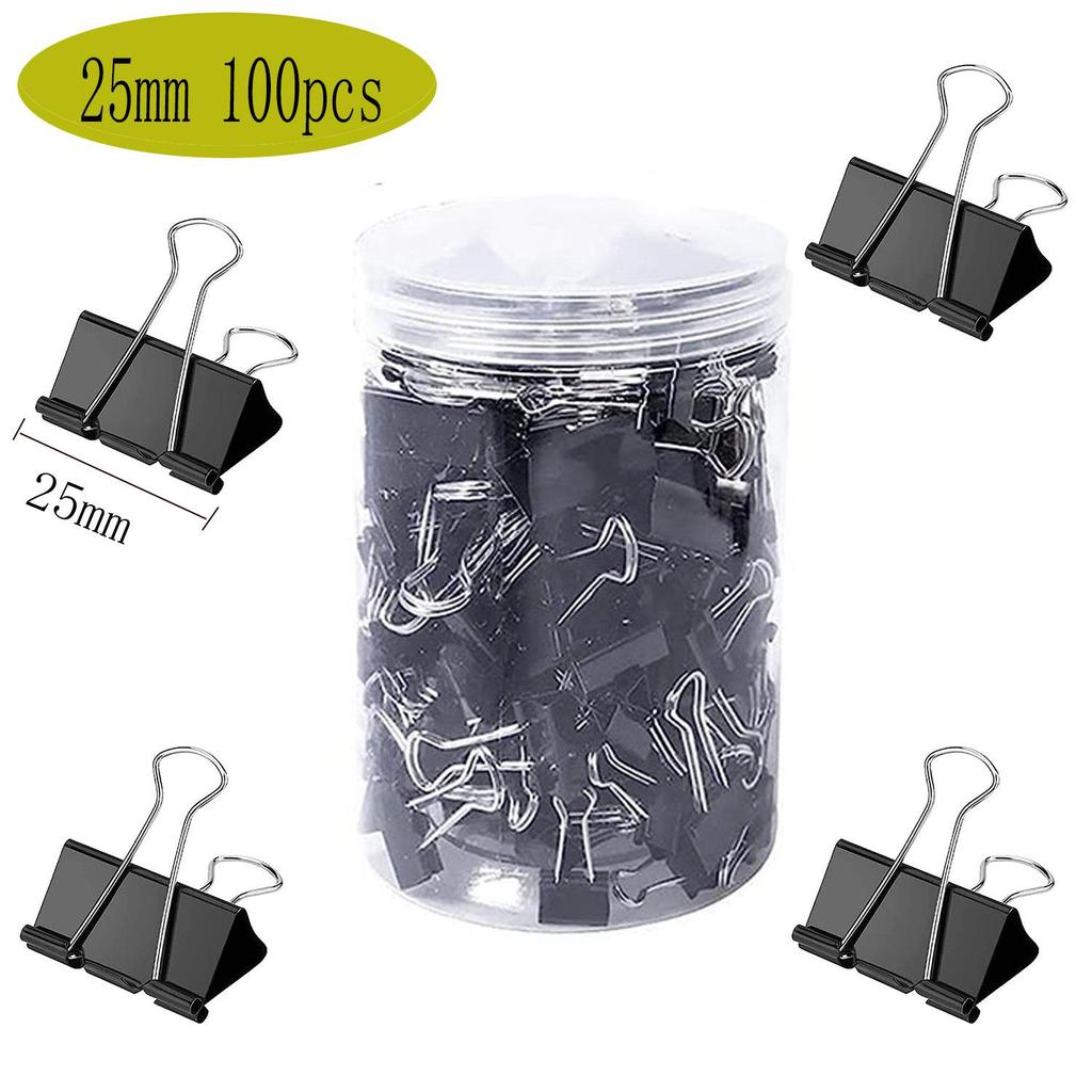 Multicolor Binder Clip Set: Long-tail, Black Metal Clips for Stationery & Paper