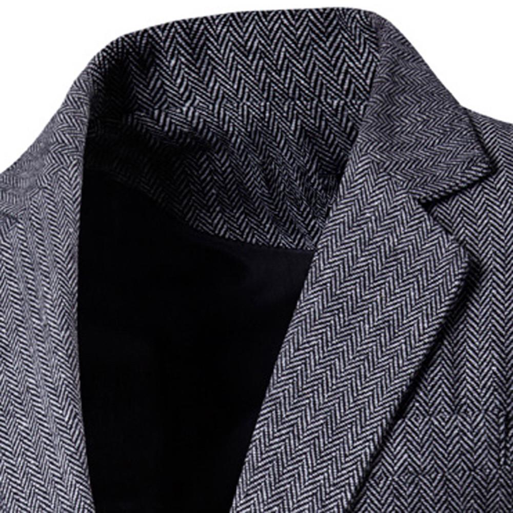 Men's Casual Fashion  Color Single Button Long Sleeve Suit Jacket Coat