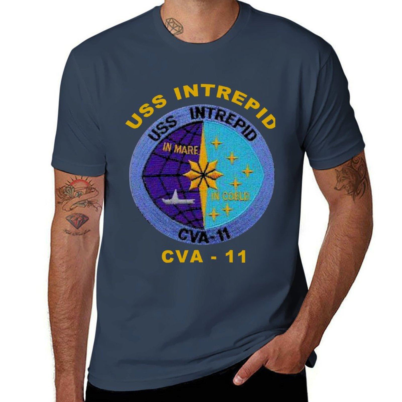 USS Intrepid (CVCVACVS11) Crest for Dark Backgrounds TShirt Breathable Travel TShirt S