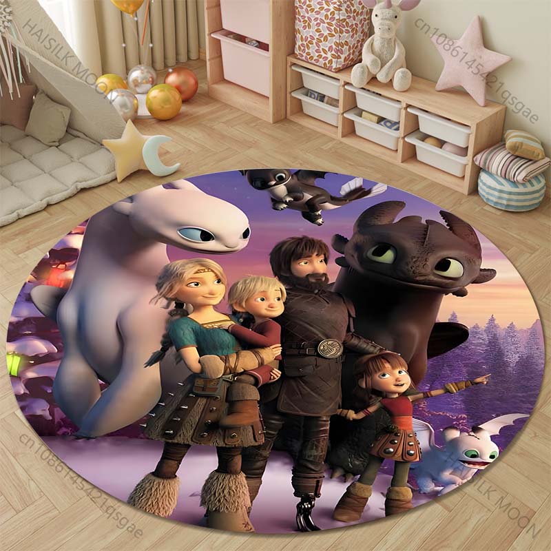 Multiple Sizes How T0 Train Your D-Dragon Print Round Rugs Carpet for Living Room Bedroom Kids Room Bath Chair Mat Home Decor