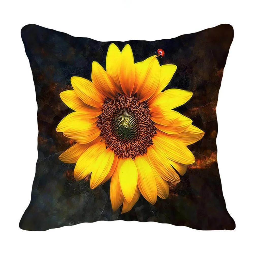 Sunflower Print Pillowcase Office Living Room Home Pillowcase Car Ornaments