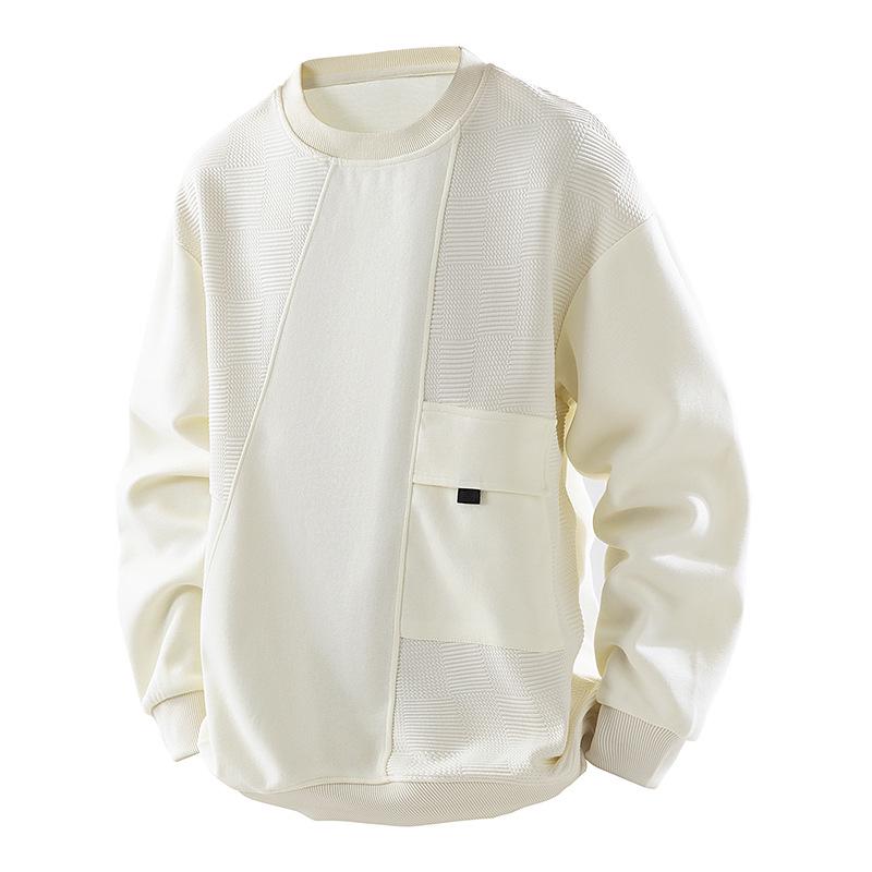 

Men s Trendy Patchwork Pocket Knitted Cotton Hoodie, Plus Size Loose Fit for Spring & Autumn. M абрикосовий