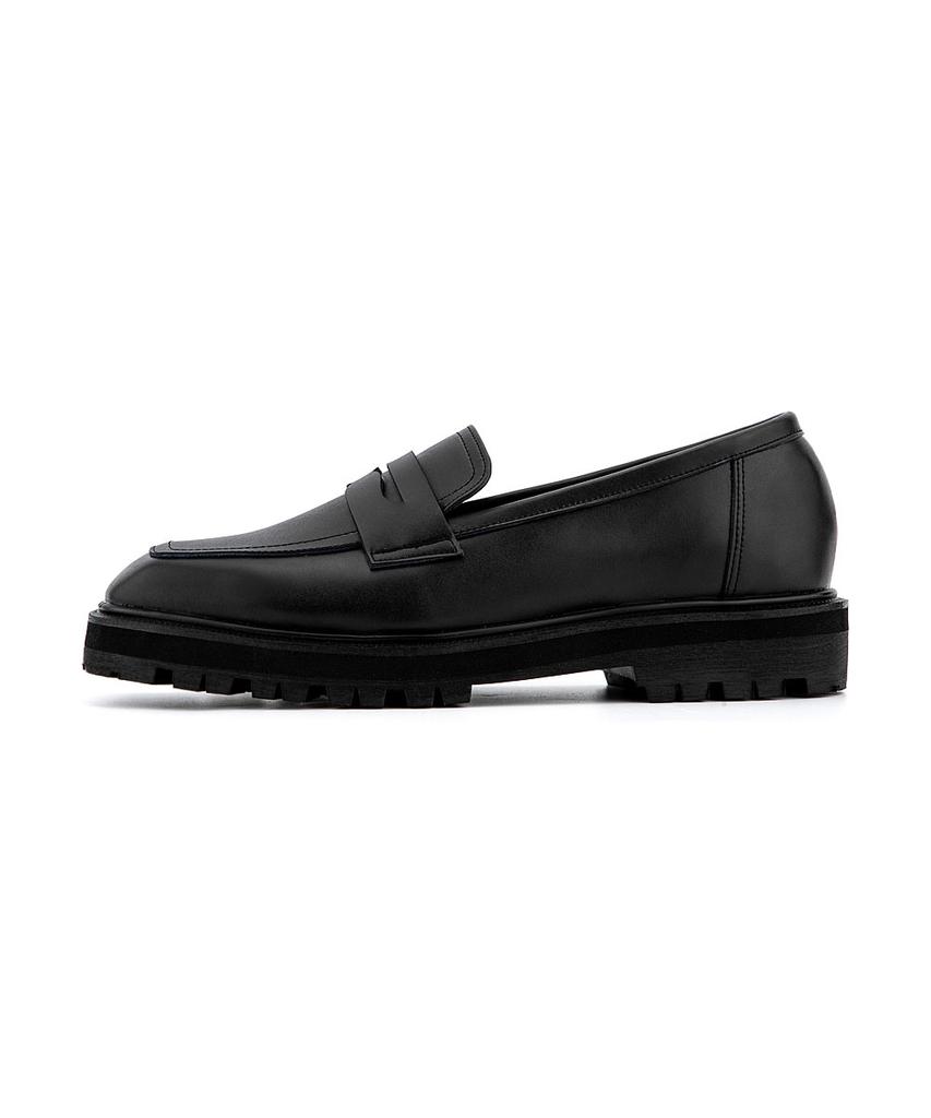 Miamiproject 2191 Getafe Cowhide Square-Toe Penny Loafers Vantablack