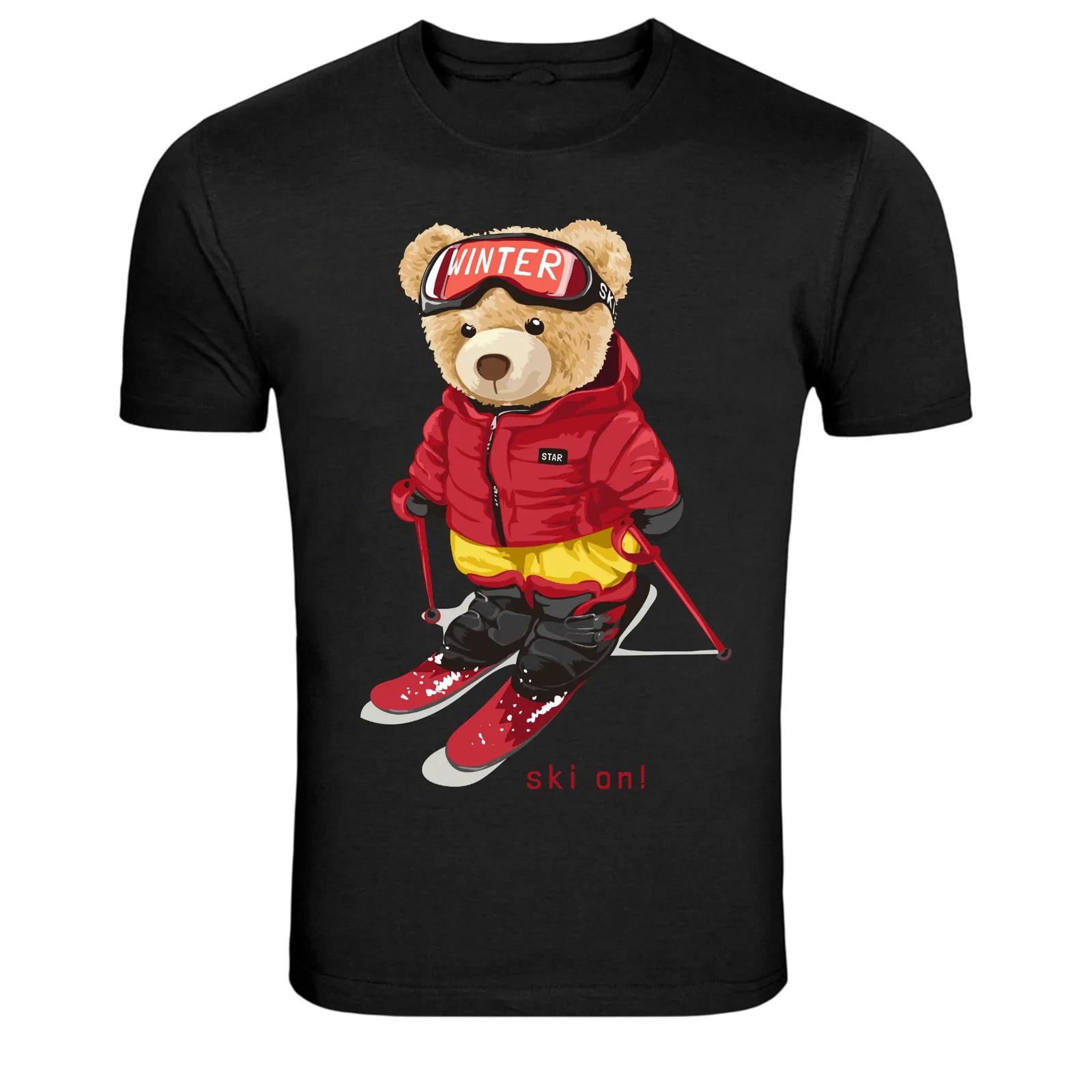 

Winter Ski On Teddy Bear Skier Graphic T-Shirt S