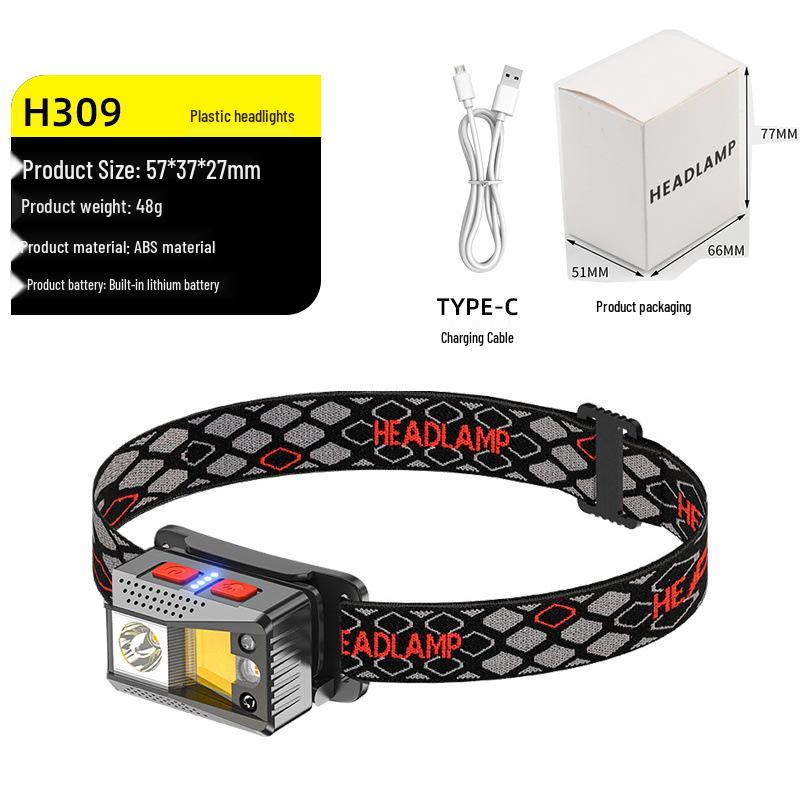 Dual-Light LED Laser Cannon Rechargeable Headlamp - Super Bright, Long Battery Life, Ideal for Night Fishing