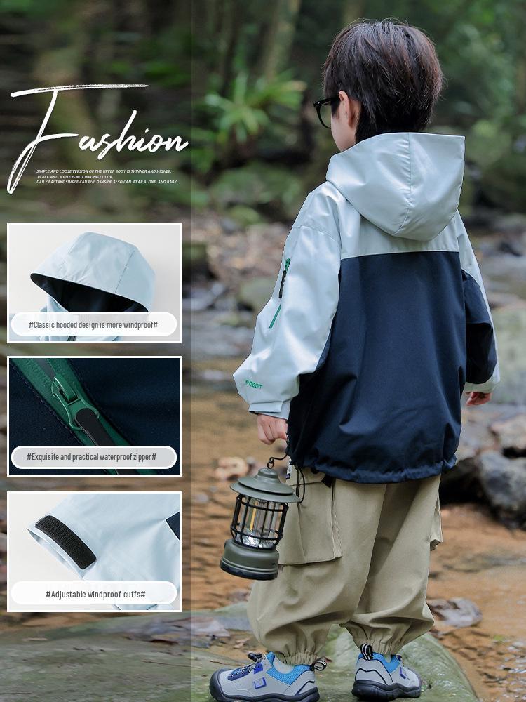 Fairy Tale Memory 2025 Boys' Spring/Autumn Windbreaker: Waterproof, Windproof, Back-to-School Jacket