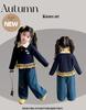 2025 New Girls' Korean Style Casual Sweatshirt and Jeans Set - Fashionable Autumn Outfit for Kids