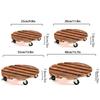 Wooden Base Plant Stand Holder Round/Square Rolling Wheeled Pot Trays Flower Pot Rack Tray  Garden
