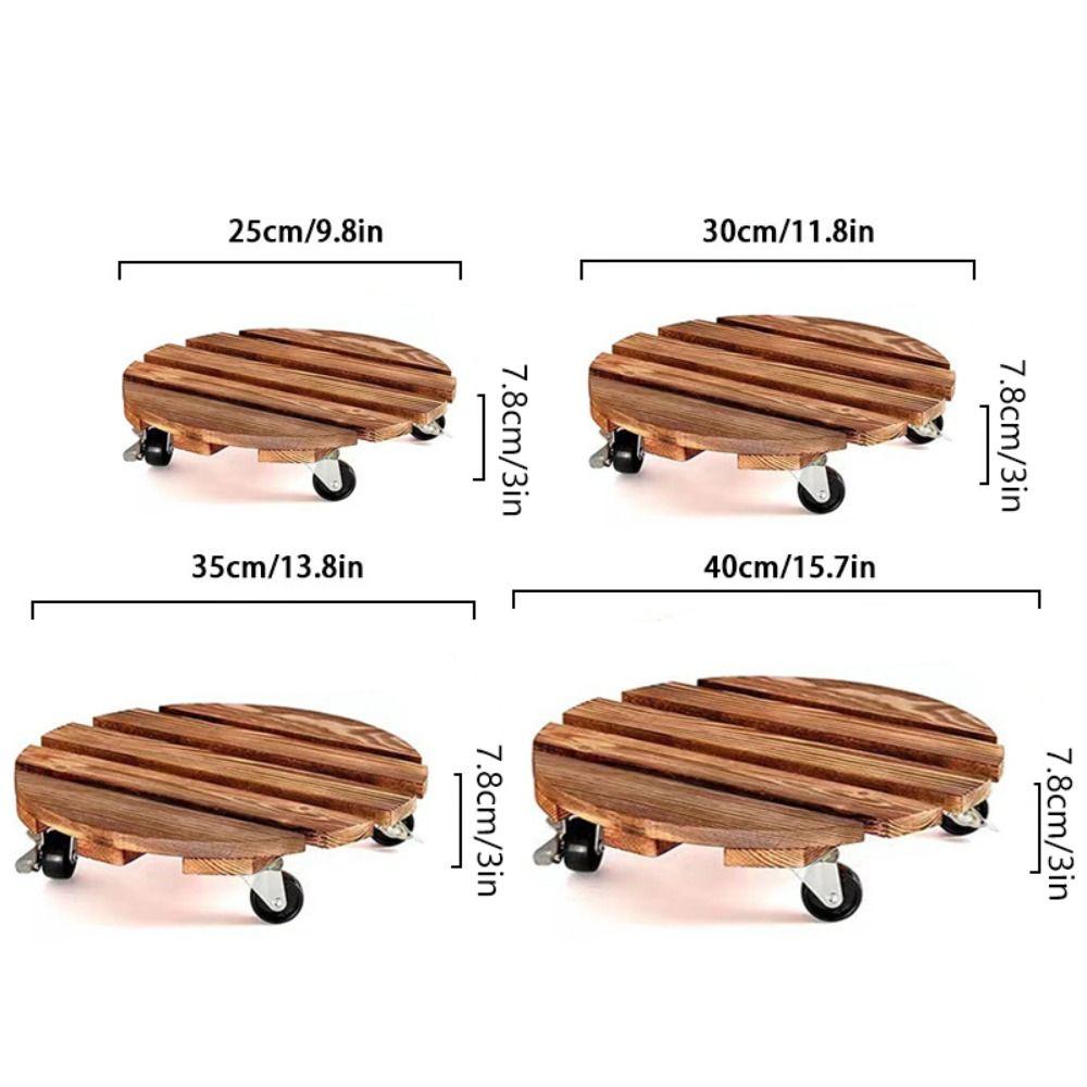 Wooden Base Plant Stand Holder Round/Square Rolling Wheeled Pot Trays Flower Pot Rack Tray  Garden