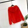 Jacket women's short autumn and winter new imitation rabbit fur loose plush thickened hooded cardigan sweater