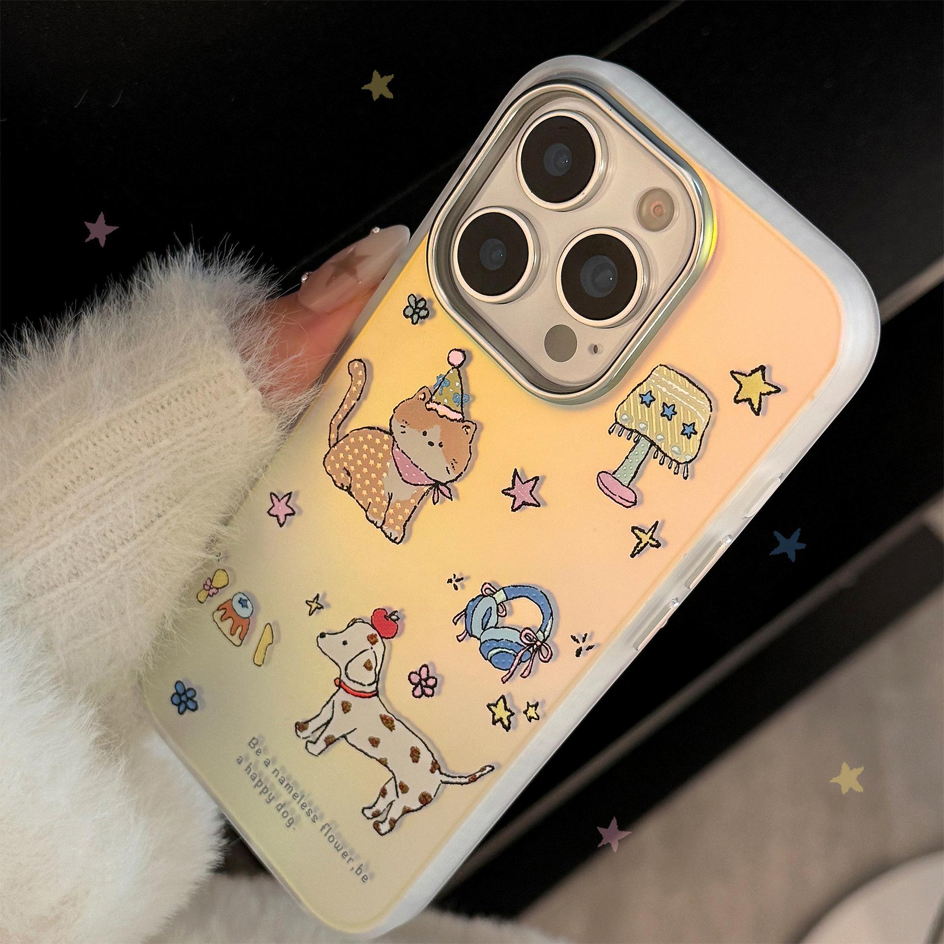 

Gilt Cute Pet for IPhone17 Phone Case 16 Laser 15 Promax 14 Cartoon 11 Electroplating 11