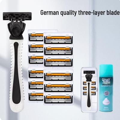Upgraded 3-Layer Manual Razor for Men - Precision Shaving Blade for Beards and Hair