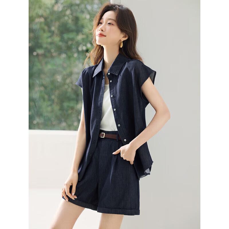 Women s Retro Sleeveless Shirt & Shorts Set L