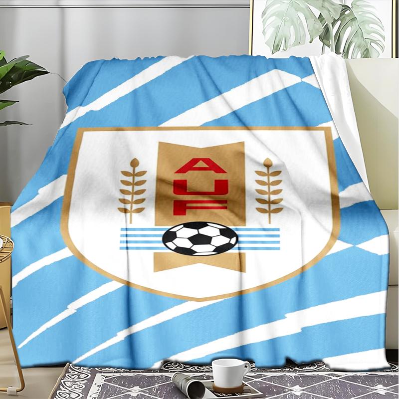 1pz Coperta morbida in flanella stampata con bandiera del football nazionale dell'Uruguay per camera da letto adulta, soggiorno, divano, campeggio, viaggi, regali per tifosi, regali di Natale