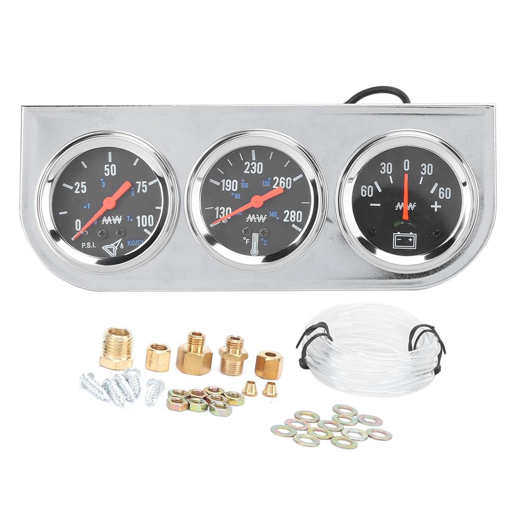 Set Triplu de 2in 3-În-1 Temperatură Apă Presiune Ulei Ampermetru Universal pentru Mașină 12V Barcă Camion