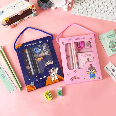 6 Adet Yaratıcı Çocuk Kırtasiye Seti Karikatür Kalemtıraş Silgi Not Defteri Cetvel Kalem Kawaii Okul Malzemeleri Hediyeler