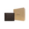 Coach 3 In 1 Wallet Classic Canvas And Leather Card Holder Unisex Wallet Dark-Brown Khaki CA001-QBMAA