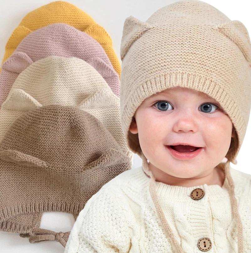 Baby Hat Thin Knitted Wool Ear Protector Hat For Infants And Young Kids Hand Woven Newborn Autumn And Winter Baotou Hat