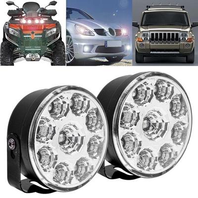 2Pcs 9Led Drl Car Fog Lamp Round Driving Running Daytime Light Head Light White