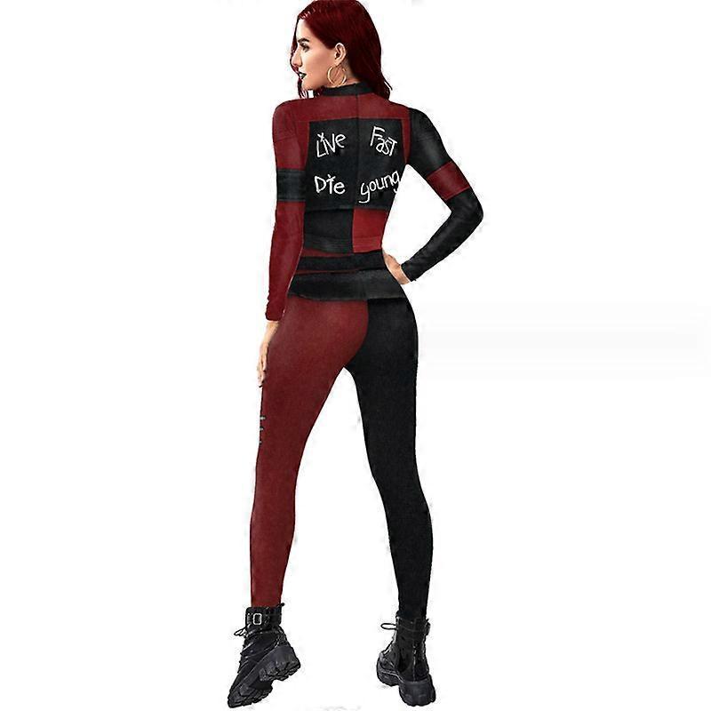 Women's 3D Mechanical Robot Skeleton Print Halloween Jumpsuit Romper Cosplay Costume