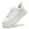 Spring Men Genuine Top Layer Cowhide White Shoes, Soft Breathable Thick Sole Height Boost Black Business Casual Skate Sneakers