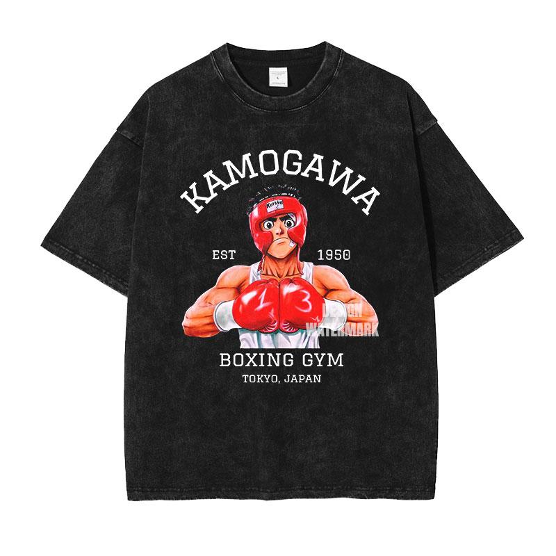 Anime MMakunouchi IIppo Tshirts Oversized Vintage Washed HHajime No Ippo T Shirt Manga The FFighting T Shirt for Man Cotton