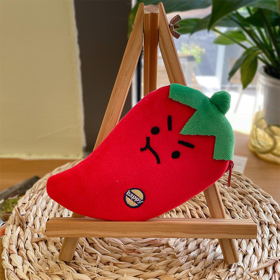 Plush Vegetable Shape Coin Purse With Data Cable Organizer For Kids And Teens