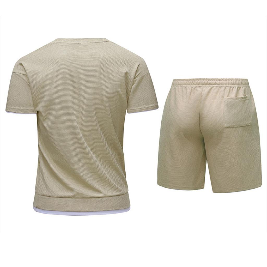 Herren Sommer Sport T-Shirt Anzug Täglich Lässig Kurzarm Shorts Zweiteiliger Anzug