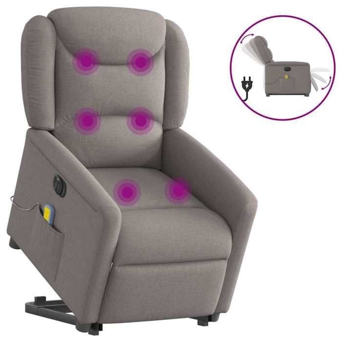 VidaXL Electric Massage Recliner Armchair Taupe Fabric 3303231