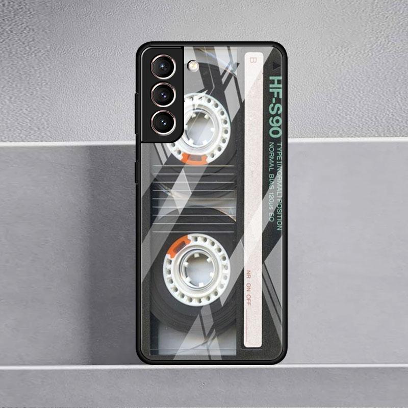 Magnetic Radio Tape Cassette Glass Case For Samsung Galaxy S22 S20 FE S21 Plus Phone Cover S10 5G S9 Note 20 Ultra 10 Lite Shell