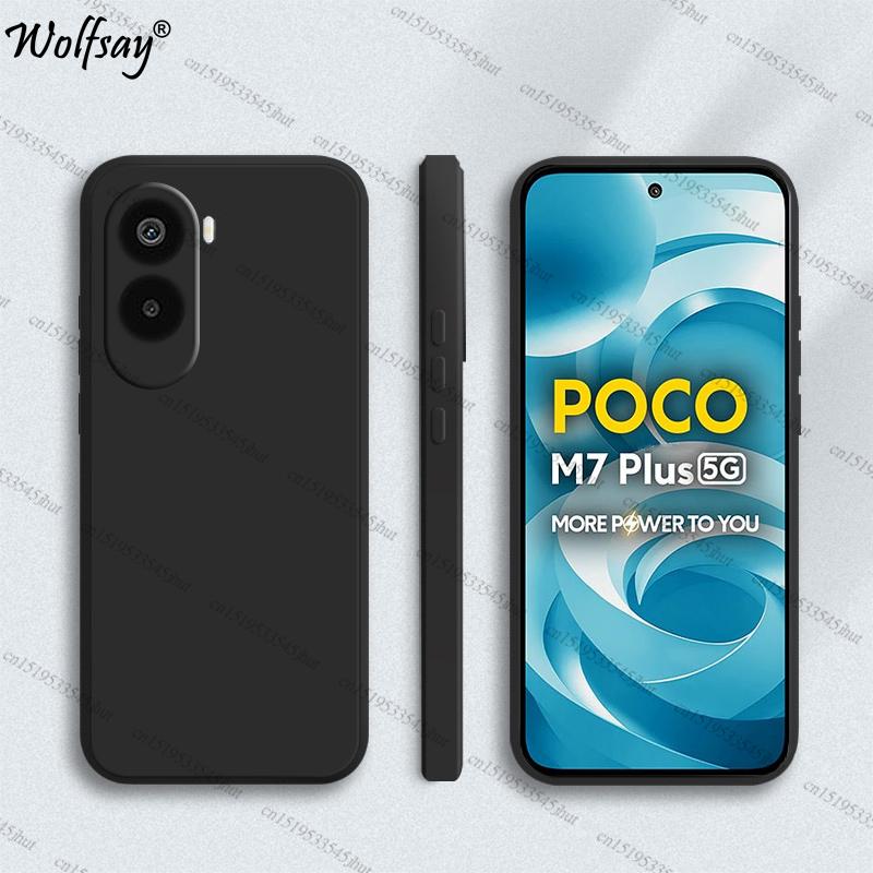 Case For Xiaomi Poco M7 Plus Case Shockproof Soft Original Liquid Silicone Back Case Poco M7 Plus Cover For Poco M7 Plus Funda